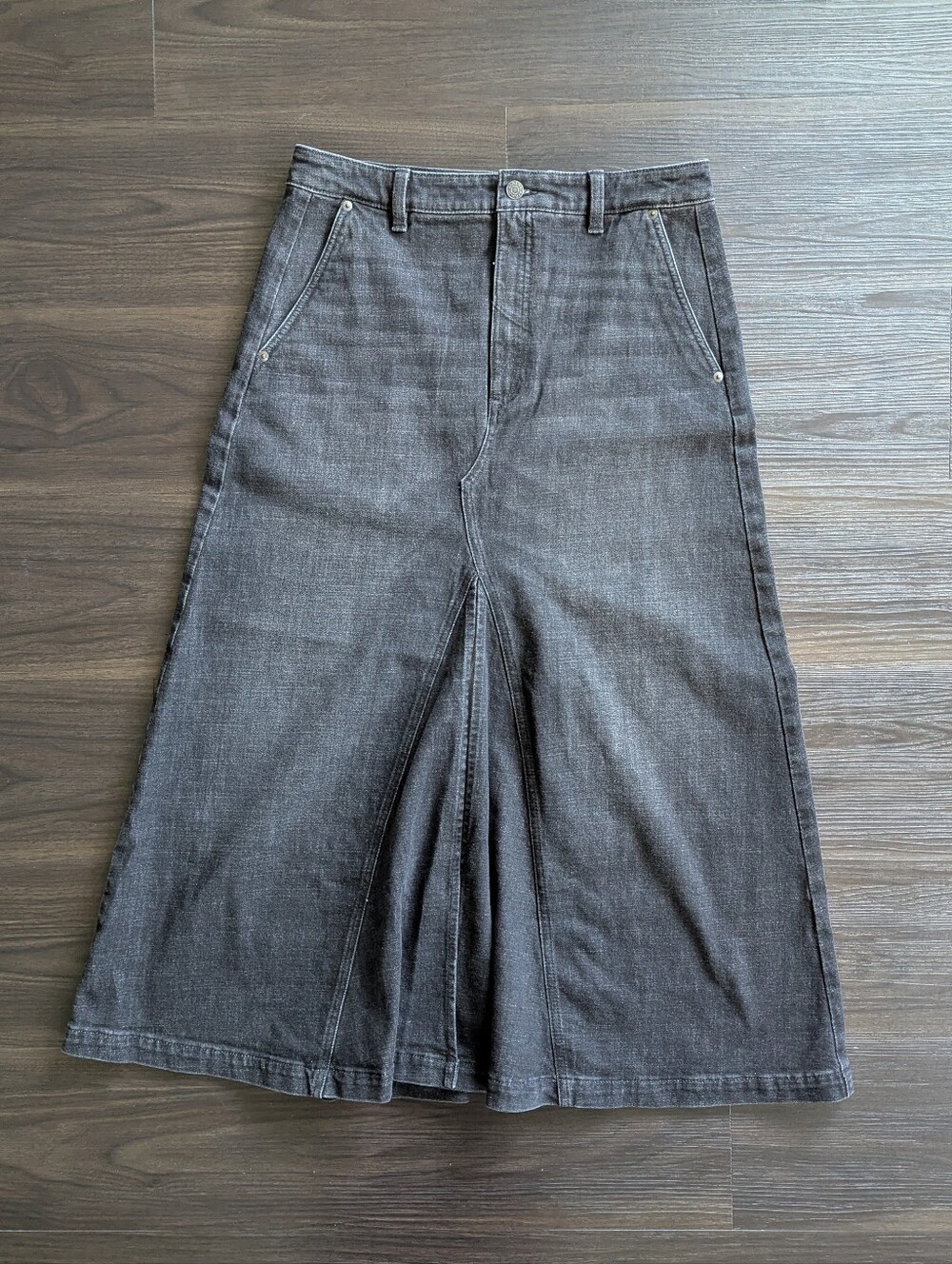 Banana Republic Factory Black Faded Denim Skirt Goth Grunge Alt Summer Size 8